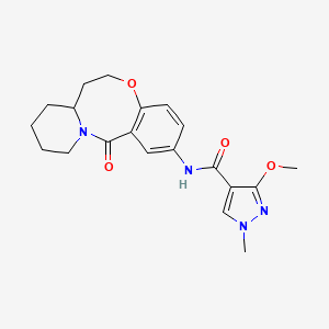 molecular formula C20H24N4O4 B2828691 3-methoxy-1-methyl-N-{2-oxo-9-oxa-1-azatricyclo[10.4.0.0^{3,8}]hexadeca-3,5,7-trien-5-yl}-1H-pyrazole-4-carboxamide CAS No. 1226433-06-2