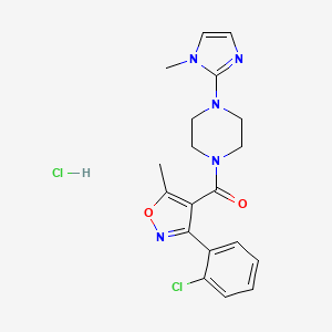 molecular formula C19H21Cl2N5O2 B2828696 (3-(2-氯苯基)-5-甲基异噁唑-4-基)(4-(1-甲基-1H-咪唑-2-基)哌嗪-1-基)甲酮盐酸盐 CAS No. 1216678-13-5