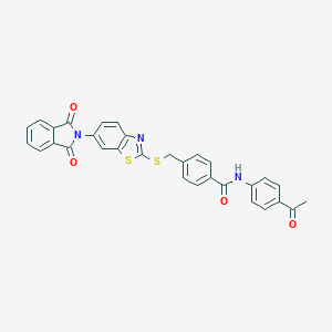 N-(4-acetylphenyl)-4-({[6-(1,3-dioxo-1,3-dihydro-2H-isoindol-2-yl)-1,3-benzothiazol-2-yl]sulfanyl}methyl)benzamide