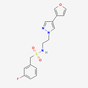 molecular formula C16H16FN3O3S B2828703 1-(3-fluorophenyl)-N-(2-(4-(furan-3-yl)-1H-pyrazol-1-yl)ethyl)methanesulfonamide CAS No. 2034355-87-6