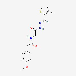 (E)-2-(4-methoxyphenyl)-N-(2-(2-((3-methylthiophen-2-yl)methylene)hydrazinyl)-2-oxoethyl)acetamide