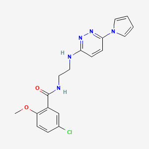 molecular formula C18H18ClN5O2 B2828707 N-(2-((6-(1H-pyrrol-1-yl)pyridazin-3-yl)amino)ethyl)-5-chloro-2-methoxybenzamide CAS No. 1396874-13-7