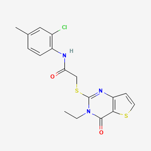 molecular formula C17H16ClN3O2S2 B2828718 N-(2-chloro-4-methylphenyl)-2-[(3-ethyl-4-oxo-3,4-dihydrothieno[3,2-d]pyrimidin-2-yl)sulfanyl]acetamide CAS No. 1252912-77-8