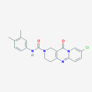 molecular formula C20H19ClN4O2 B2828727 8-chloro-N-(3,4-dimethylphenyl)-11-oxo-3,4-dihydro-1H-dipyrido[1,2-a:4',3'-d]pyrimidine-2(11H)-carboxamide CAS No. 2034267-36-0