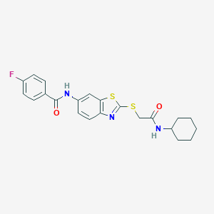 N-(2-{[2-(cyclohexylamino)-2-oxoethyl]sulfanyl}-1,3-benzothiazol-6-yl)-4-fluorobenzamide