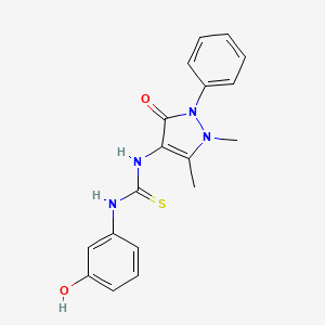 molecular formula C18H18N4O2S B2828735 1-(1,5-dimethyl-3-oxo-2-phenyl-2,3-dihydro-1H-pyrazol-4-yl)-3-(3-hydroxyphenyl)thiourea CAS No. 402945-04-4