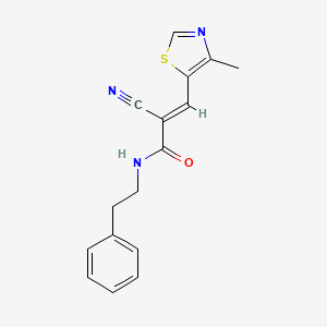 molecular formula C16H15N3OS B2828739 (E)-2-cyano-3-(4-methyl-1,3-thiazol-5-yl)-N-(2-phenylethyl)prop-2-enamide CAS No. 2206680-67-1