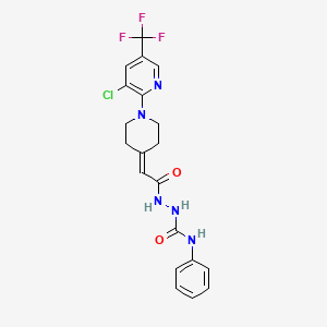 molecular formula C20H19ClF3N5O2 B2828741 2-(2-{1-[3-氯-5-(三氟甲基)-2-吡啶基]-4-哌啶基亚乙酰}-N-苯基-1-肼基甲酰胺 CAS No. 338761-64-1