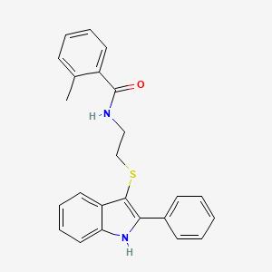 2-methyl-N-[2-[(2-phenyl-1H-indol-3-yl)sulfanyl]ethyl]benzamide