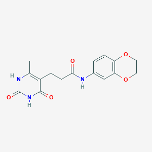 molecular formula C16H17N3O5 B2828753 N-(2,3-二氢-1,4-苯并二噻杂环己-6-基)-3-(6-甲基-2,4-二氧代-1,2,3,4-四氢嘧啶-5-基)丙酰胺 CAS No. 1105203-05-1