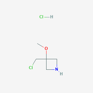 molecular formula C5H11Cl2NO B2828754 3-(Chloromethyl)-3-methoxyazetidine;hydrochloride CAS No. 2305255-27-8