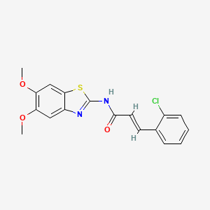 molecular formula C18H15ClN2O3S B2828766 (E)-3-(2-氯苯基)-N-(5,6-二甲氧基苯并[d]噻唑-2-基)丙烯酰胺 CAS No. 895439-28-8