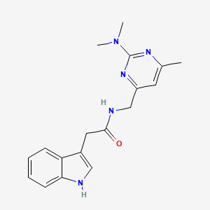 molecular formula C18H21N5O B2828768 N-((2-(dimethylamino)-6-methylpyrimidin-4-yl)methyl)-2-(1H-indol-3-yl)acetamide CAS No. 1798035-40-1