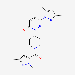 molecular formula C20H25N7O2 B2828773 2-[1-(2,5-Dimethylpyrazole-3-carbonyl)piperidin-4-yl]-6-(3,5-dimethylpyrazol-1-yl)pyridazin-3-one CAS No. 2379994-07-5