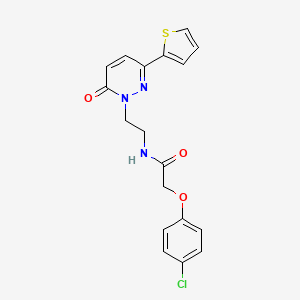 molecular formula C18H16ClN3O3S B2828775 2-(4-chlorophenoxy)-N-(2-(6-oxo-3-(thiophen-2-yl)pyridazin-1(6H)-yl)ethyl)acetamide CAS No. 946264-62-6