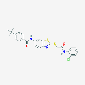 molecular formula C26H24ClN3O2S2 B282878 4-tert-butyl-N-(2-{[2-(2-chloroanilino)-2-oxoethyl]sulfanyl}-1,3-benzothiazol-6-yl)benzamide 