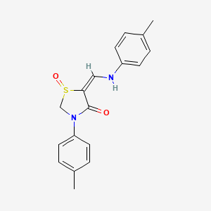 molecular formula C18H18N2O2S B2828788 3-(4-Methylphenyl)-4-oxo-5-(4-toluidinomethylene)-1,3-thiazolan-1-ium-1-olate CAS No. 338753-40-5