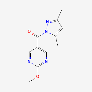 molecular formula C11H12N4O2 B2828795 5-[(3,5-dimethyl-1H-pyrazol-1-yl)carbonyl]-2-methoxypyrimidine CAS No. 1774900-65-0