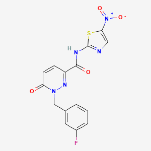 molecular formula C15H10FN5O4S B2828806 1-(3-fluorobenzyl)-N-(5-nitrothiazol-2-yl)-6-oxo-1,6-dihydropyridazine-3-carboxamide CAS No. 1040664-42-3