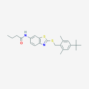 N-{2-[(4-tert-butyl-2,6-dimethylbenzyl)sulfanyl]-1,3-benzothiazol-6-yl}butanamide