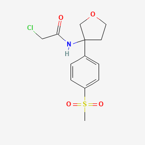molecular formula C13H16ClNO4S B2828813 2-Chloro-N-[3-(4-methylsulfonylphenyl)oxolan-3-yl]acetamide CAS No. 2411277-99-9