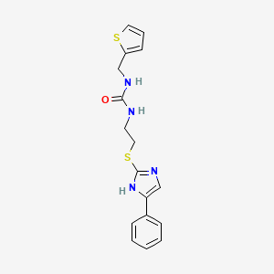 molecular formula C17H18N4OS2 B2828815 1-(2-((4-phenyl-1H-imidazol-2-yl)thio)ethyl)-3-(thiophen-2-ylmethyl)urea CAS No. 1207003-05-1