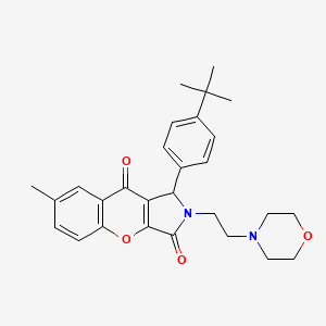 molecular formula C28H32N2O4 B2828816 1-(4-(Tert-butyl)phenyl)-7-methyl-2-(2-morpholinoethyl)-1,2-dihydrochromeno[2,3-c]pyrrole-3,9-dione CAS No. 634574-21-3