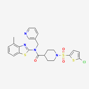 molecular formula C24H23ClN4O3S3 B2828819 1-((5-chlorothiophen-2-yl)sulfonyl)-N-(4-methylbenzo[d]thiazol-2-yl)-N-(pyridin-3-ylmethyl)piperidine-4-carboxamide CAS No. 920349-67-3