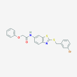 molecular formula C22H17BrN2O2S2 B282882 N-{2-[(3-bromobenzyl)sulfanyl]-1,3-benzothiazol-6-yl}-2-phenoxyacetamide 