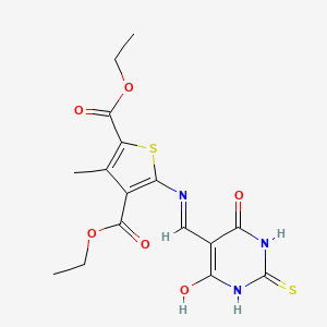 diethyl 5-(((4,6-dioxo-2-thioxotetrahydropyrimidin-5(2H)-ylidene)methyl)amino)-3-methylthiophene-2,4-dicarboxylate