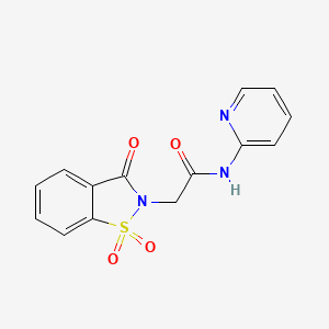 molecular formula C14H11N3O4S B2828828 2-(1,1-dioxido-3-oxo-1,2-benzothiazol-2(3H)-yl)-N-(pyridin-2-yl)acetamide CAS No. 66366-28-7