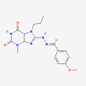 molecular formula C17H20N6O3 B2828829 8-[(E)-2-[(4-methoxyphenyl)methylidene]hydrazin-1-yl]-3-methyl-7-propyl-2,3,6,7-tetrahydro-1H-purine-2,6-dione CAS No. 328117-75-5