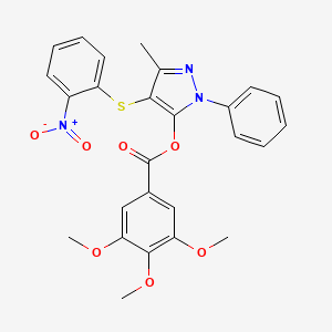 3-methyl-4-((2-nitrophenyl)thio)-1-phenyl-1H-pyrazol-5-yl 3,4,5-trimethoxybenzoate