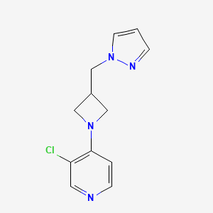 molecular formula C12H13ClN4 B2828845 3-chloro-4-{3-[(1H-pyrazol-1-yl)methyl]azetidin-1-yl}pyridine CAS No. 2320859-70-7