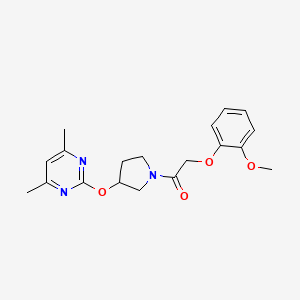molecular formula C19H23N3O4 B2828846 1-(3-((4,6-Dimethylpyrimidin-2-yl)oxy)pyrrolidin-1-yl)-2-(2-methoxyphenoxy)ethanone CAS No. 2034251-90-4