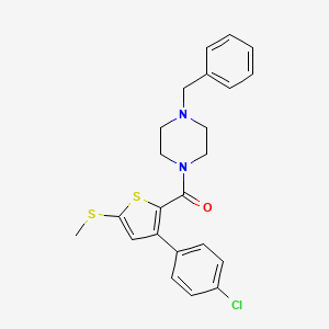 molecular formula C23H23ClN2OS2 B2828848 (4-Benzylpiperazino)[3-(4-chlorophenyl)-5-(methylsulfanyl)-2-thienyl]methanone CAS No. 477858-00-7