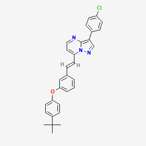 molecular formula C30H26ClN3O B2828849 7-[(E)-2-[3-(4-tert-butylphenoxy)phenyl]ethenyl]-3-(4-chlorophenyl)pyrazolo[1,5-a]pyrimidine CAS No. 866049-97-0