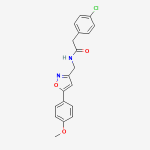 molecular formula C19H17ClN2O3 B2828850 2-(4-chlorophenyl)-N-((5-(4-methoxyphenyl)isoxazol-3-yl)methyl)acetamide CAS No. 953209-79-5