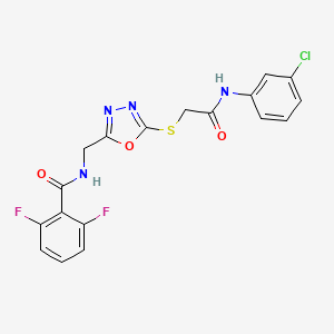 molecular formula C18H13ClF2N4O3S B2828851 N-((5-((2-((3-chlorophenyl)amino)-2-oxoethyl)thio)-1,3,4-oxadiazol-2-yl)methyl)-2,6-difluorobenzamide CAS No. 872621-71-1
