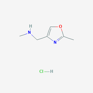 molecular formula C6H11ClN2O B2828855 N-Methyl-1-(2-methyloxazol-4-yl)methanamine hydrochloride CAS No. 2193064-28-5