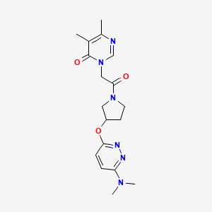 molecular formula C18H24N6O3 B2828856 3-(2-(3-((6-(dimethylamino)pyridazin-3-yl)oxy)pyrrolidin-1-yl)-2-oxoethyl)-5,6-dimethylpyrimidin-4(3H)-one CAS No. 2034437-14-2