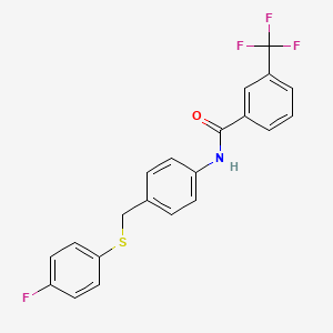 molecular formula C21H15F4NOS B2828860 N-(4-{[(4-氟苯基)硫代]甲基}苯基)-3-(三氟甲基)苯甲酰胺 CAS No. 338398-70-2