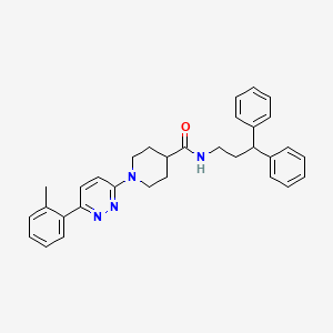 molecular formula C32H34N4O B2828862 N-(3,3-二苯基丙基)-1-(6-(邻甲苯基)吡啶并[1,2,4]咪唑-3-基)哌啶-4-甲酰胺 CAS No. 1203306-25-5