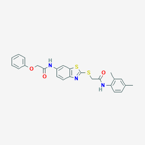 molecular formula C25H23N3O3S2 B282887 N-[2-({2-[(2,4-dimethylphenyl)amino]-2-oxoethyl}sulfanyl)-1,3-benzothiazol-6-yl]-2-phenoxyacetamide 