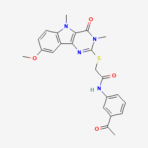 molecular formula C23H22N4O4S B2828876 N-(3-acetylphenyl)-2-((8-methoxy-3,5-dimethyl-4-oxo-4,5-dihydro-3H-pyrimido[5,4-b]indol-2-yl)thio)acetamide CAS No. 1116055-77-6