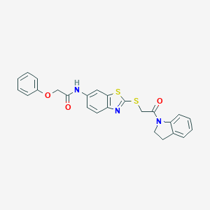 molecular formula C25H21N3O3S2 B282888 N-(2-{[2-(2,3-dihydro-1H-indol-1-yl)-2-oxoethyl]sulfanyl}-1,3-benzothiazol-6-yl)-2-phenoxyacetamide 