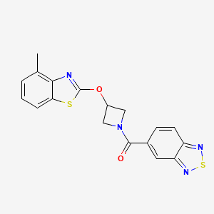 molecular formula C18H14N4O2S2 B2828887 Benzo[c][1,2,5]thiadiazol-5-yl(3-((4-methylbenzo[d]thiazol-2-yl)oxy)azetidin-1-yl)methanone CAS No. 1396870-29-3