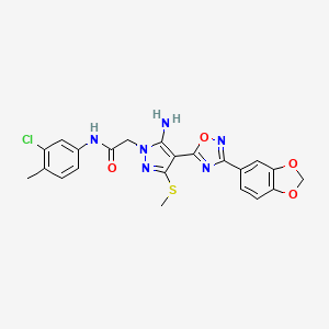 2-(5-amino-4-(3-(benzo[d][1,3]dioxol-5-yl)-1,2,4-oxadiazol-5-yl)-3-(methylthio)-1H-pyrazol-1-yl)-N-(3-chloro-4-methylphenyl)acetamide