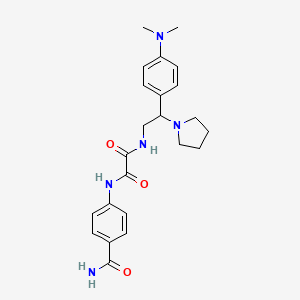 molecular formula C23H29N5O3 B2828892 N1-(4-carbamoylphenyl)-N2-(2-(4-(dimethylamino)phenyl)-2-(pyrrolidin-1-yl)ethyl)oxalamide CAS No. 900005-88-1