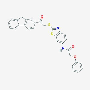 molecular formula C30H22N2O3S2 B282890 N-(2-{[2-(9H-fluoren-2-yl)-2-oxoethyl]sulfanyl}-1,3-benzothiazol-6-yl)-2-phenoxyacetamide 